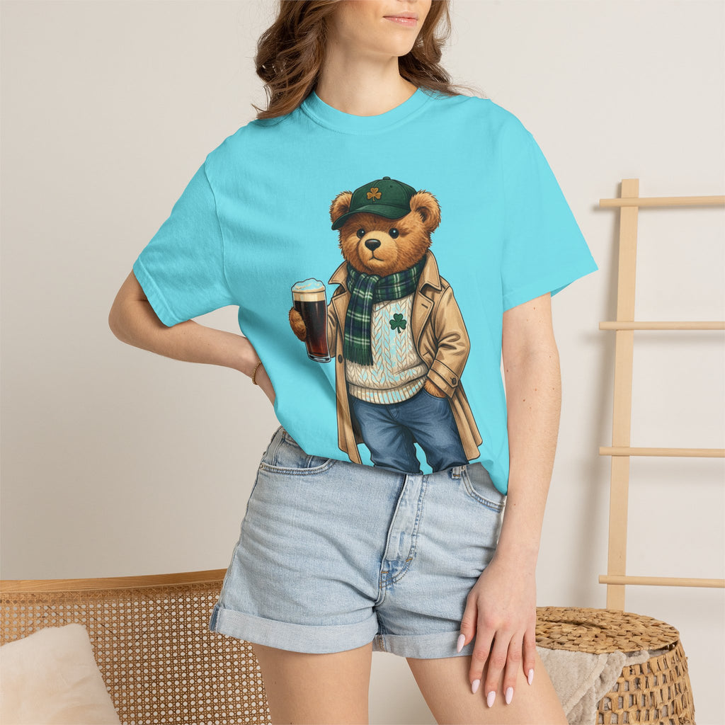 Irish Teddy Bear Trench Coat Shirt, Flat Cap Bear Stout Pint Tee, St Patricks Day Shirt, Irish Gift