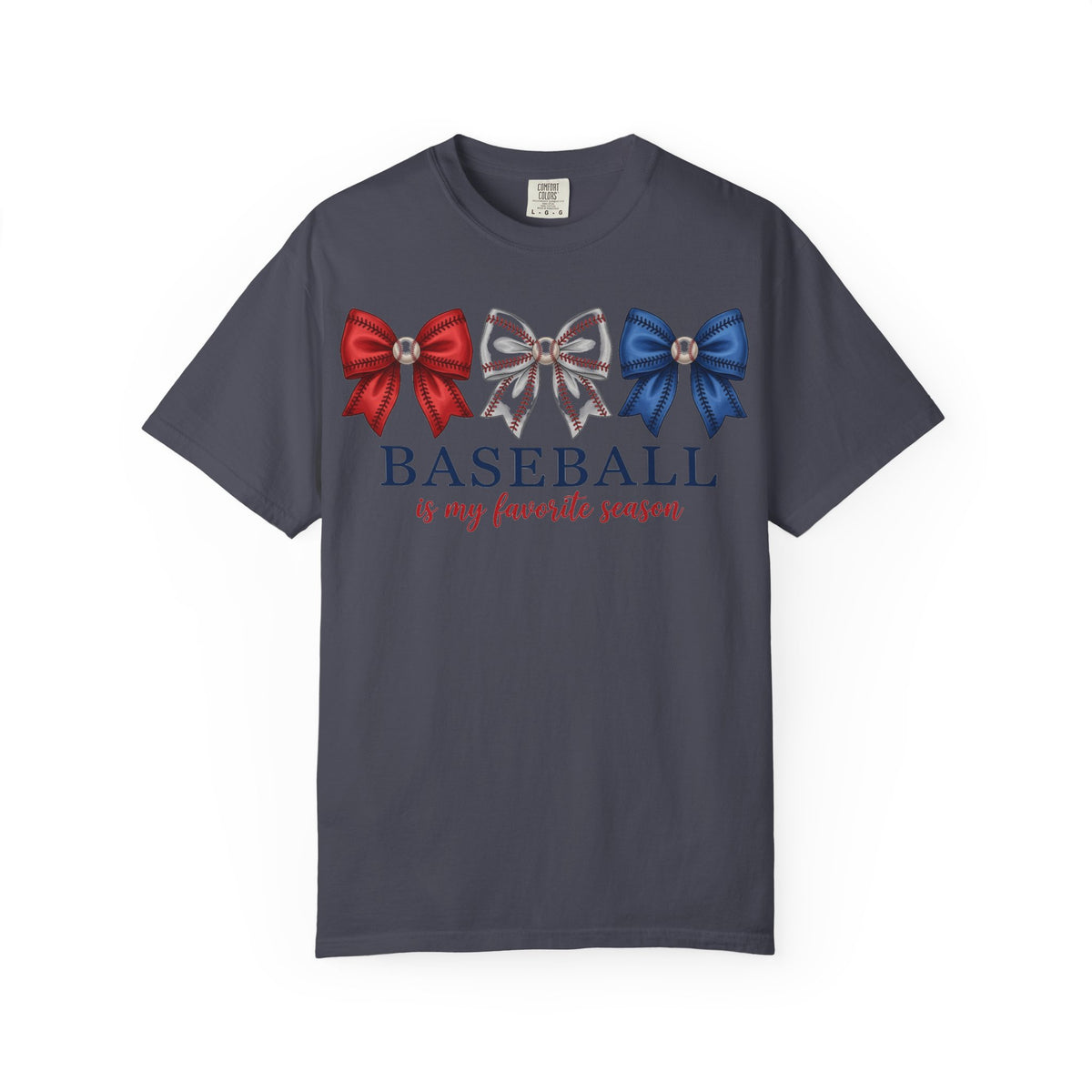 Baseball Is My Favorite Season Tee, Small Bow Trio Baseball Shirt, Coquette Sports Mom Shirt, Game Day Gift