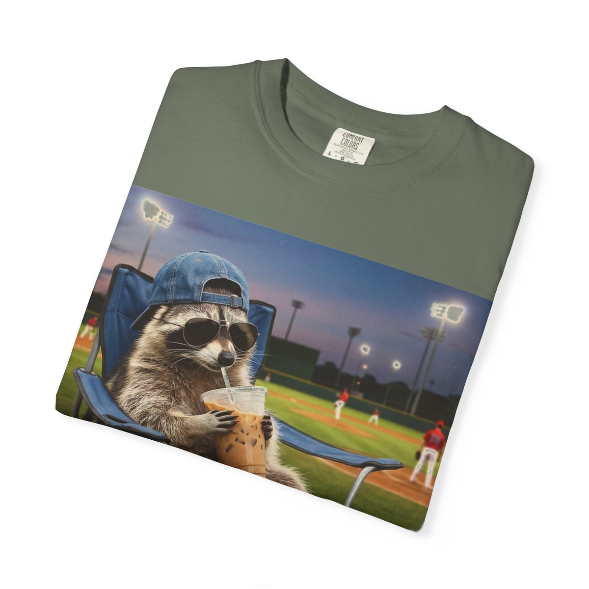 I Live Here Now Baseball Raccoon Shirt, Funny Sports Parent Tee, Iced Coffee Raccoon Shirt, Baseball Mom Gift