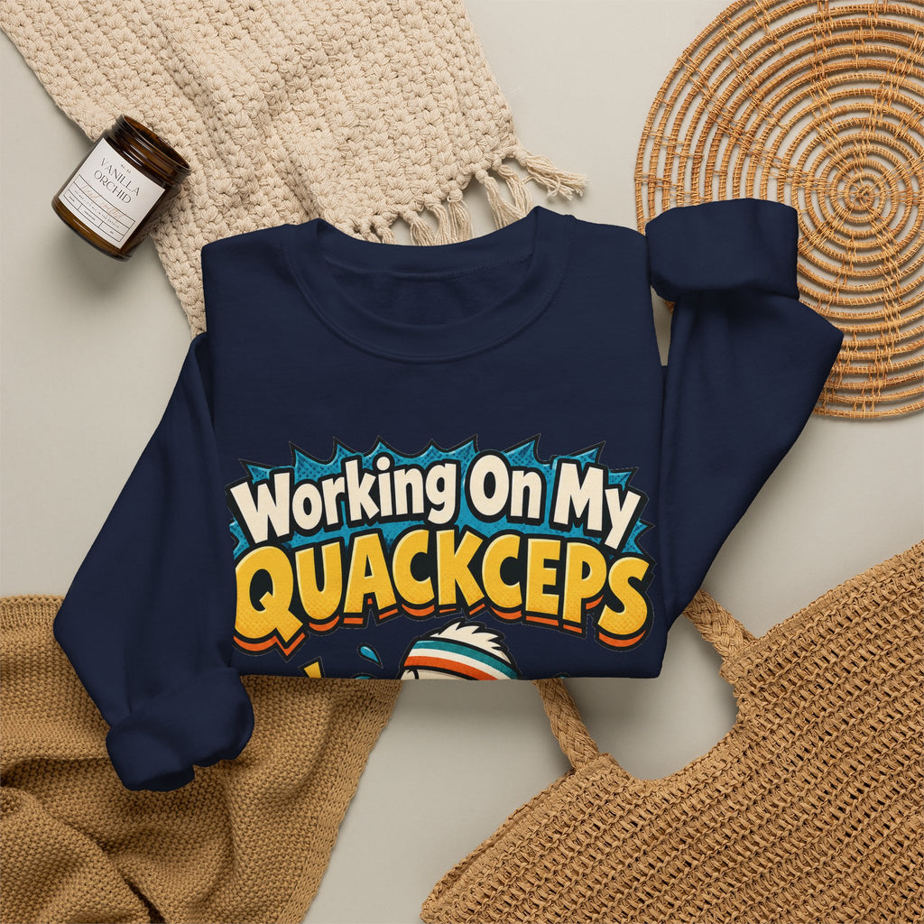 funny gym Sweatshirt Working On My Quackceps Sweatshirt, Funny Graphic Sweatshirt,