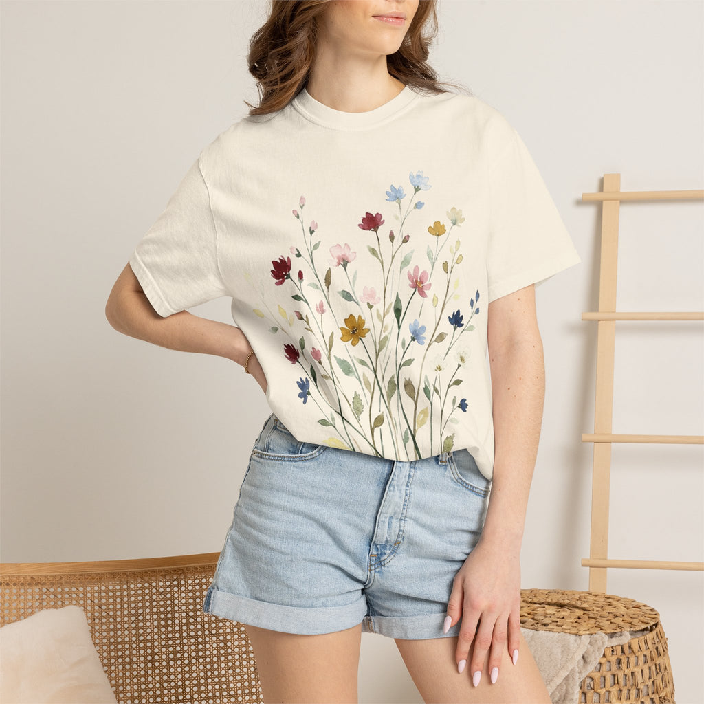 Watercolor Wildflower Spray Shirt, Painted Meadow Bouquet Tee, Cottagecore Floral Shirt, Garden Gift