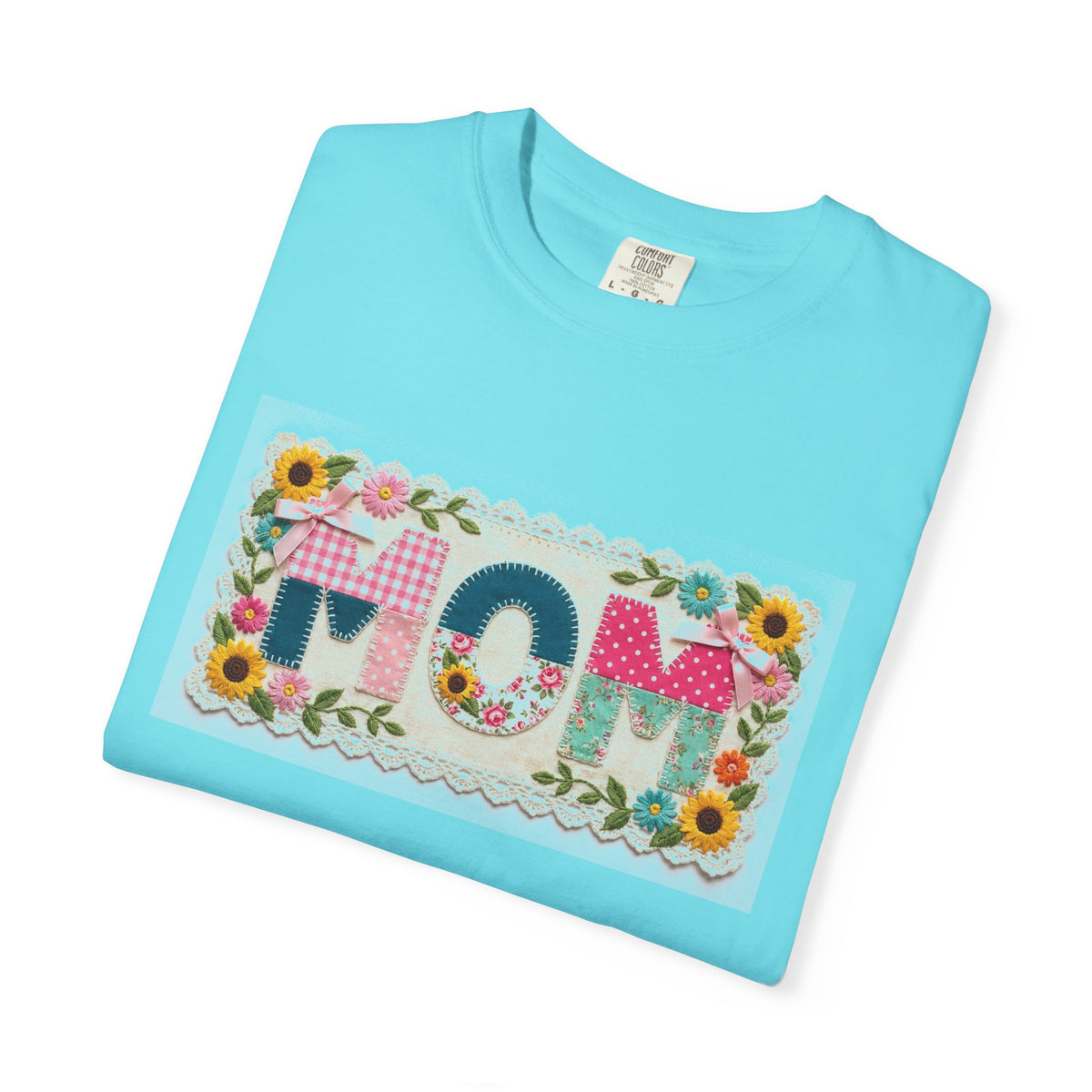 Mom Floral Applique Shirt, Faux Embroidery Sunflower MOM Tee, Mothers Day Shirt, Mom Gift