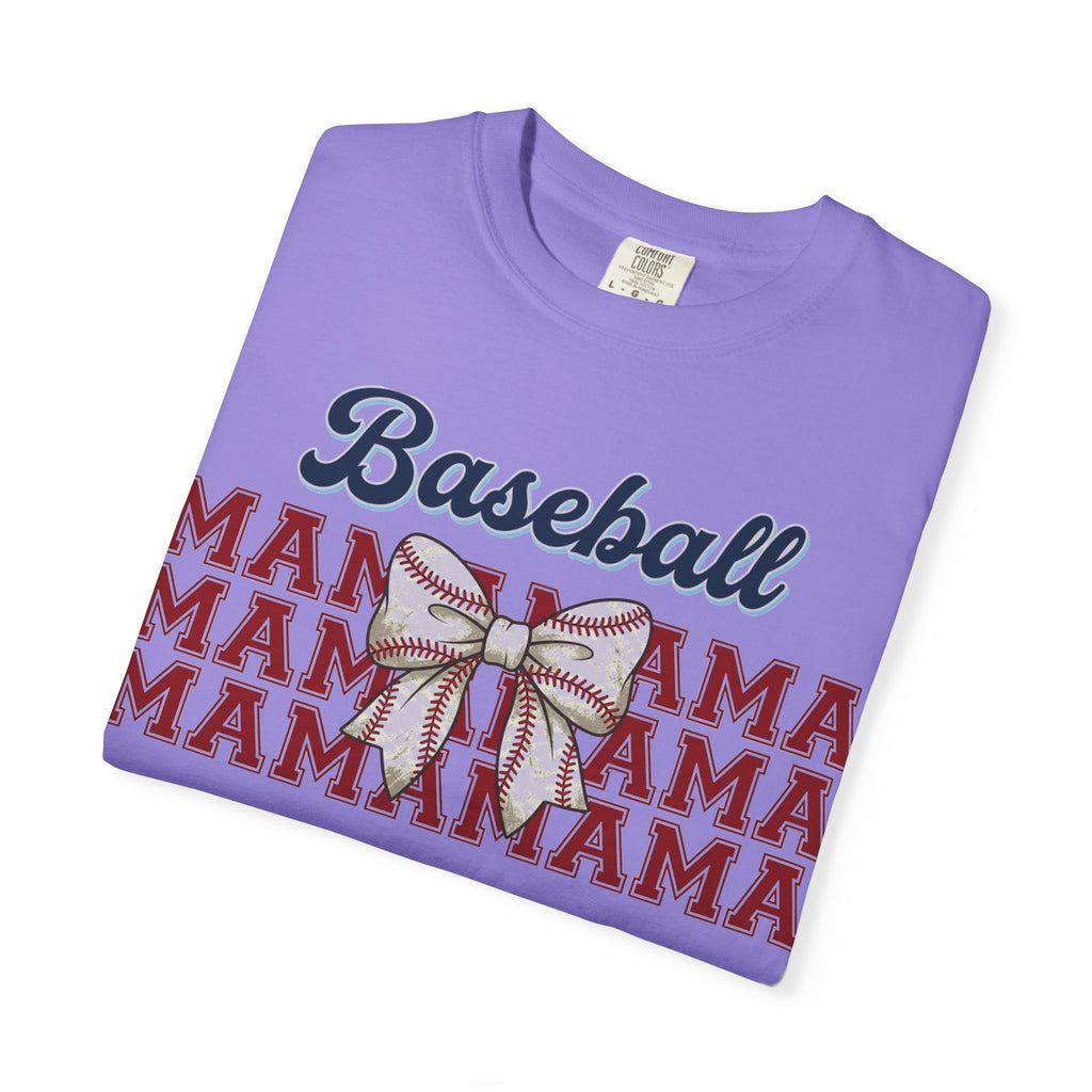 Baseball Mama Shirt, Stacked Varsity Mama Tee, Baseball Bow Mom Shirt, Game Day Baseball Mom Gift