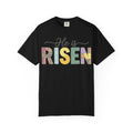 He Is Risen Floral Applique Shirt, Rose Gingham Easter Tee, Christian Patchwork Shirt, Easter Gift