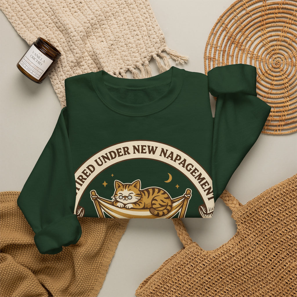Funny Retirement Sweatshirt Retired Under New Napagement | Retirement Pun Sweatshirt | Retired Cat Nap Sweatshirt | Retiree Gift