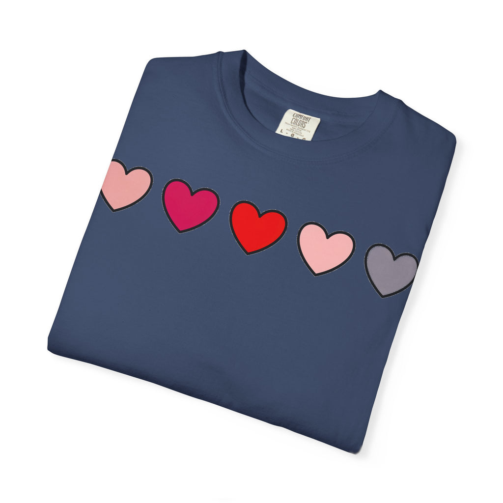 Row Of Hearts Shirt, Minimal Pink Heart Line Tee, Simple Valentine Shirt, Galentines Gift