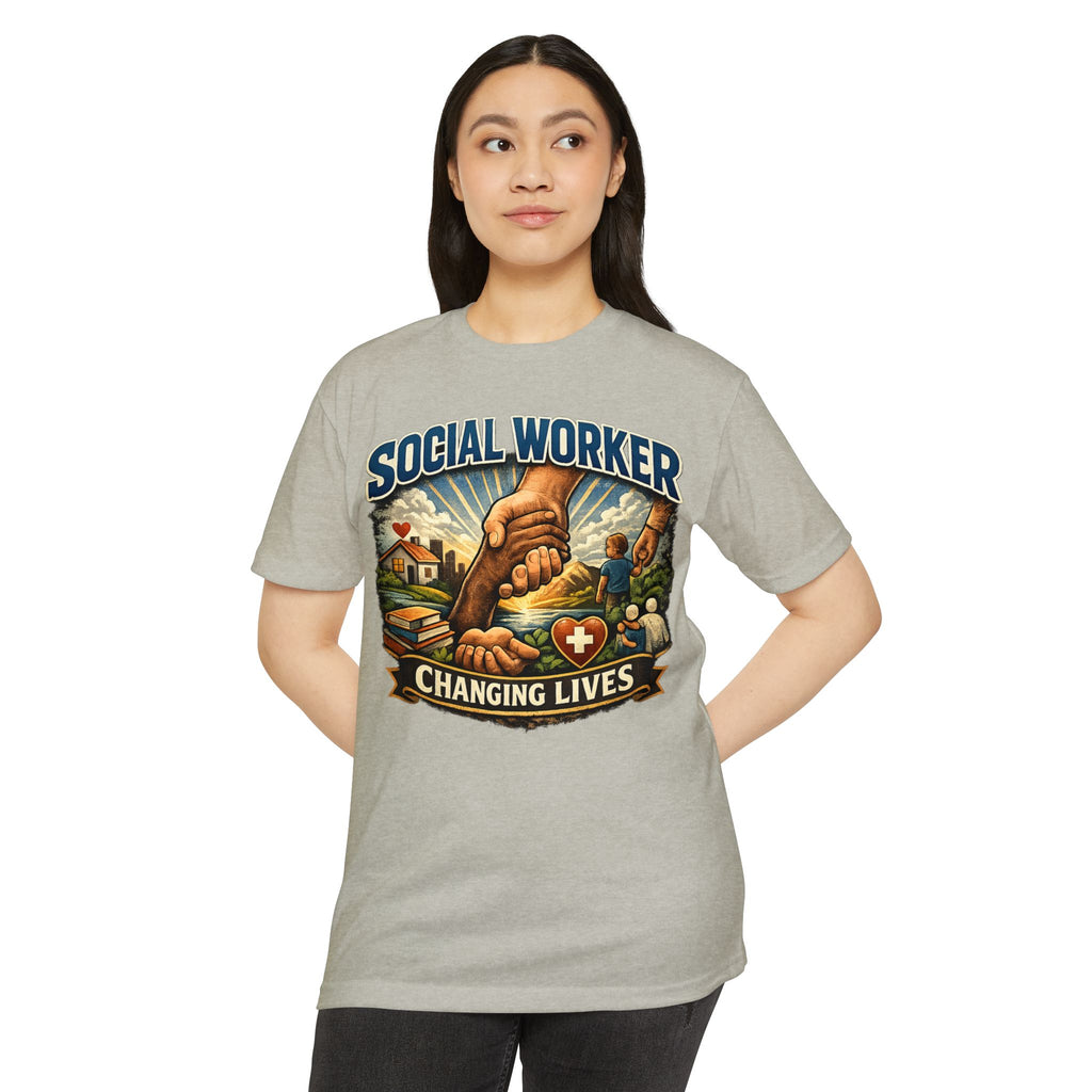 Social Worker T-Shirt — "Changing Lives" Graphic Tee for Caregivers & Advocates