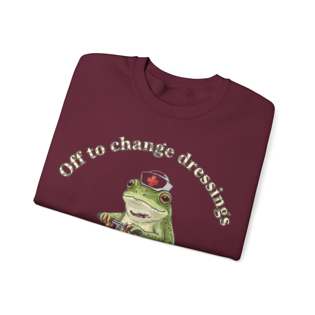 Off To Change Dressings Frog Nurse Sweatshirt, Wound Care Nurse Sweatshirt, Funny Frog Scooter Nurse Gift, Vintage RN Humor Sweatshirt, Scru