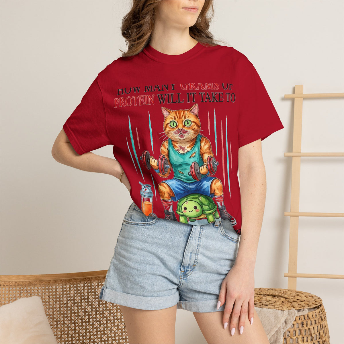 How Many Grams Of Protein Will It Take To Restore The Light In My Eyes Shirt, Funny Gym Cat Tee, Burnout Humor Shirt, Lifter Gift