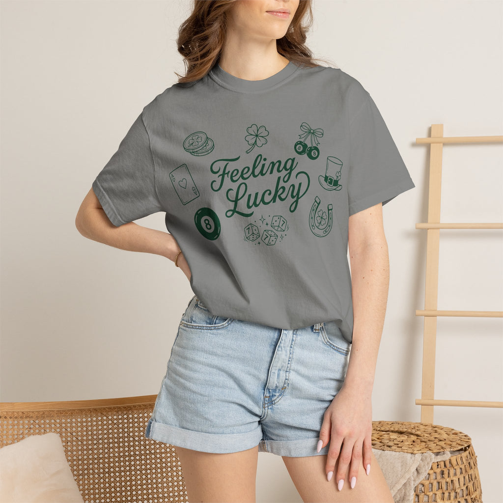 Feeling Lucky Shirt, St Patricks Day Charms Tee, Green Clover Dice Shirt, Lucky Charm Gift