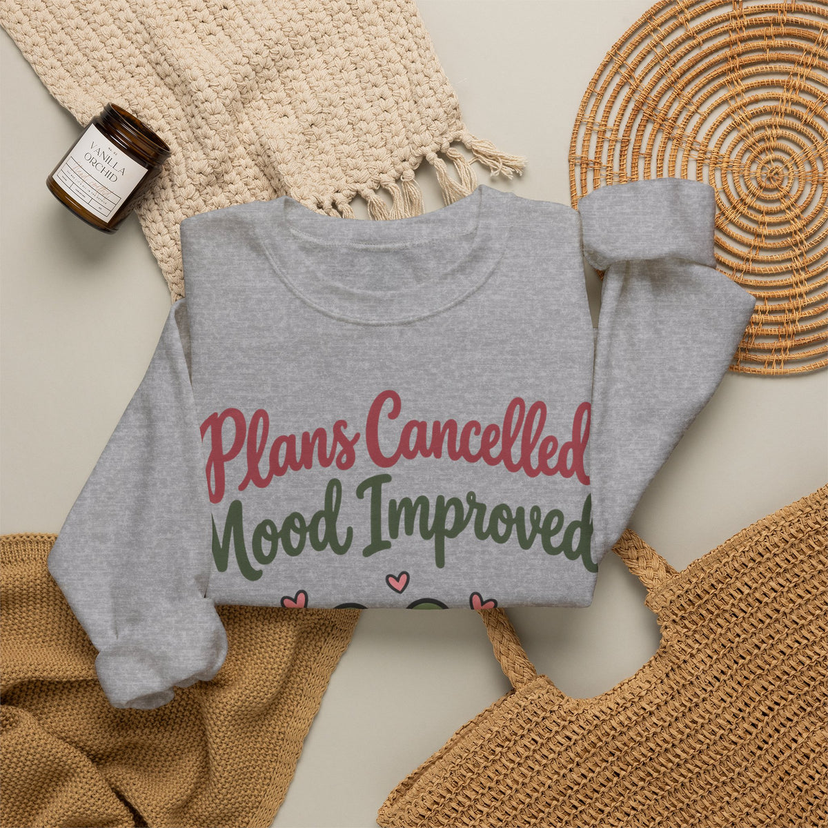 Funny Introvert Sweatshirt Plans Cancelled Mood Improved | Cozy Frog Sweatshirt | Homebody Gift | Antisocial Sweatshirt