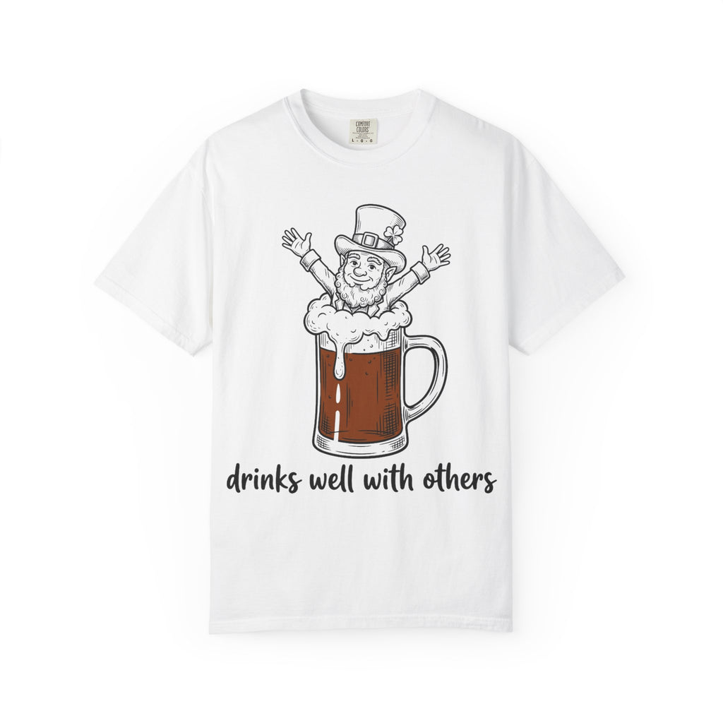 Drinks Well With Others Shirt, Funny Leprechaun Beer Tee, St Patricks Day Pub Shirt, Irish Gift