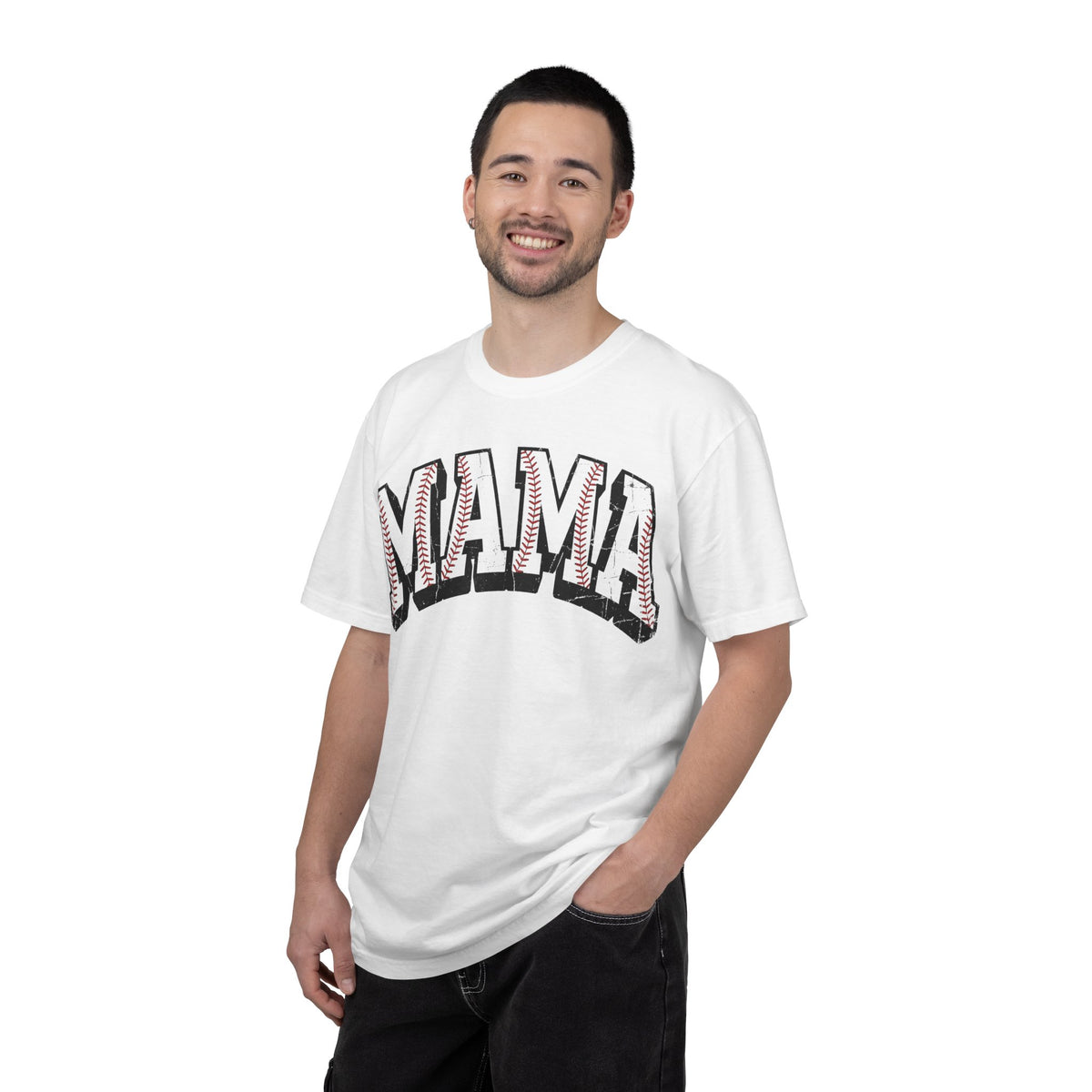 Baseball Mama Shirt, Distressed Baseball Stitch Varsity Tee, Baseball Mom Shirt, Game Day Gift