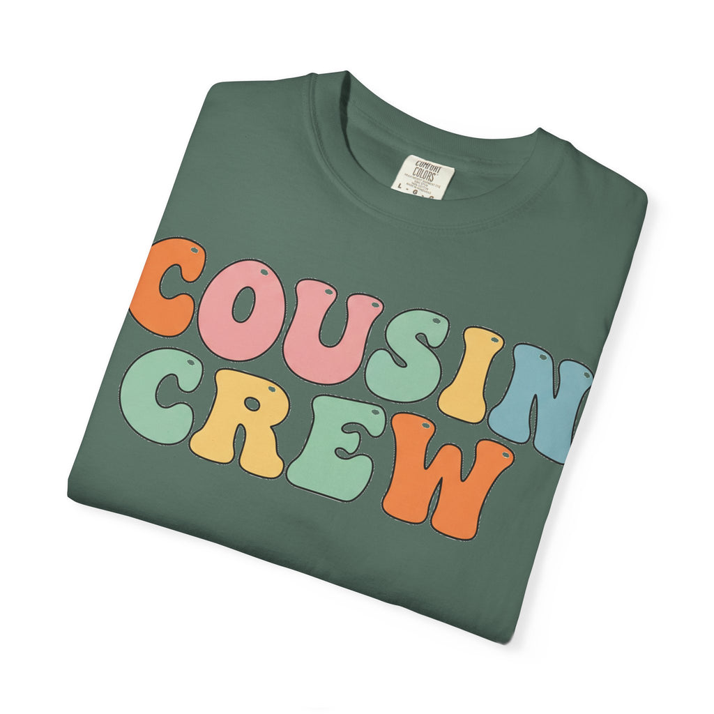 Cousin Crew Stacked Shirt, Groovy Retro Pastel Tee, Matching Cousins Reunion Shirt, Family Gift