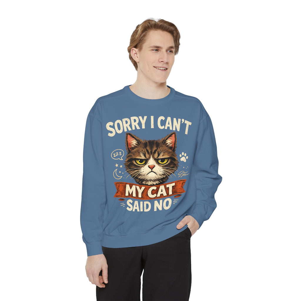 Sorry I Can't My Cat Said No Sweatshirt — Funny Cat Lover Pullover