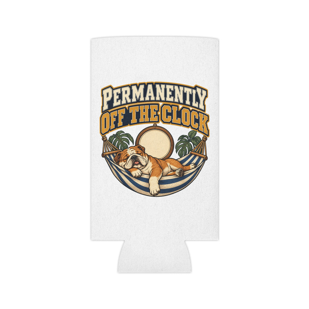 Permanently Off The Clock Can Cooler, Funny Beer Can Sleeve, Retirement Gift Stocking Stuffer