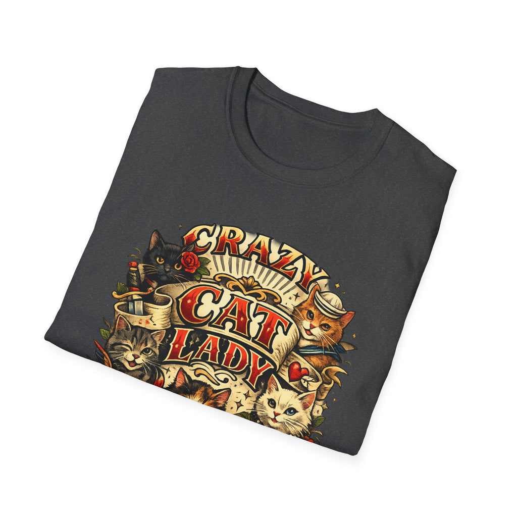 Crazy Cat Lady T-Shirt — Vintage Floral Cat Crew Tee