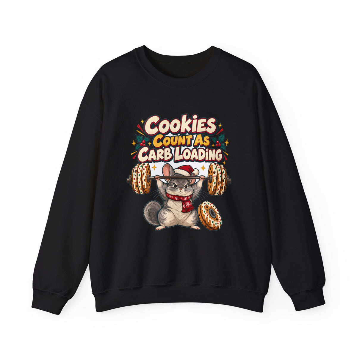 Funny Gym Christmas Sweatshirt Cookies Count As Carb Loading Shirt, Funny Holiday Gift Tee, Christmas Gift Idea