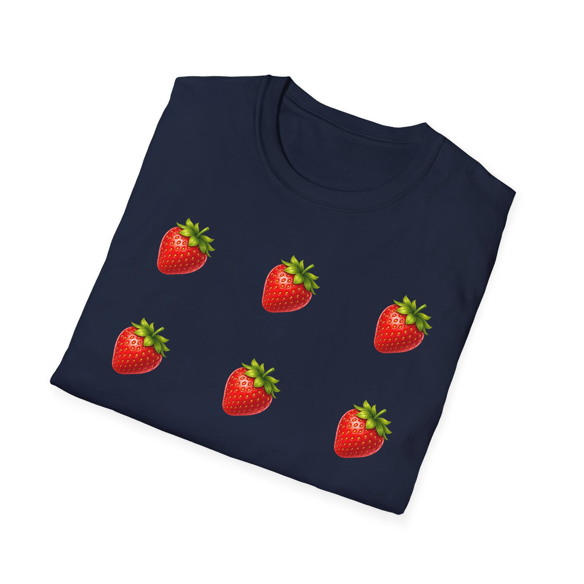 Strawberry Grid T-Shirt — Cute Retro Fruit Pattern Tee