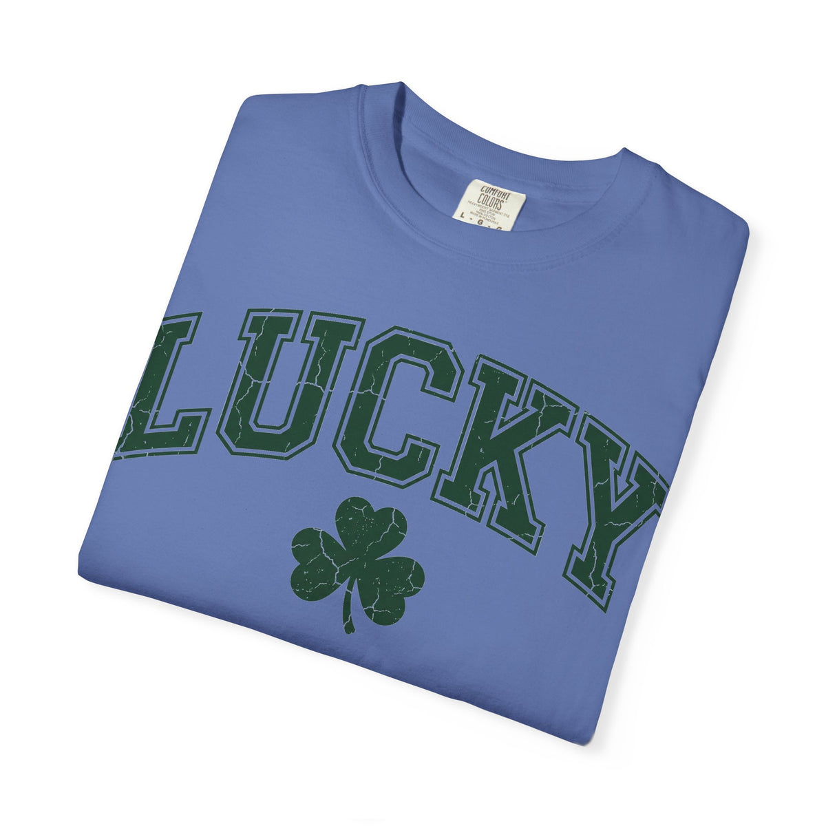 Lucky Shamrock Varsity Shirt, Distressed Green Clover Tee, St Patricks Day Collegiate Shirt, Irish Gift