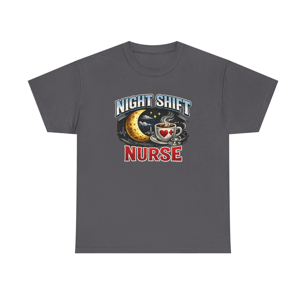 Night Shift Nurse T‑Shirt - Cute Moon & Coffee Graphic Tee for Nurses