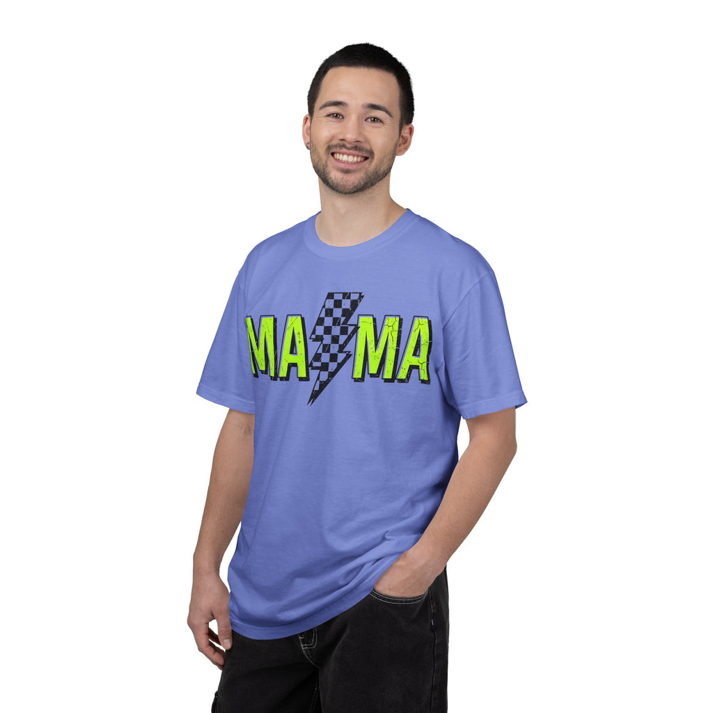 Mama Lightning Bolt Shirt, Neon Green Checkered Bolt Tee, Edgy Mom Shirt, Mama Gift
