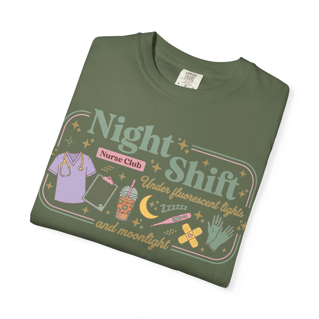Night Shift Nurse Club Shirt, Under Fluorescent Lights And Moonlight Tee, Cute Night Nurse Shirt, RN Gift