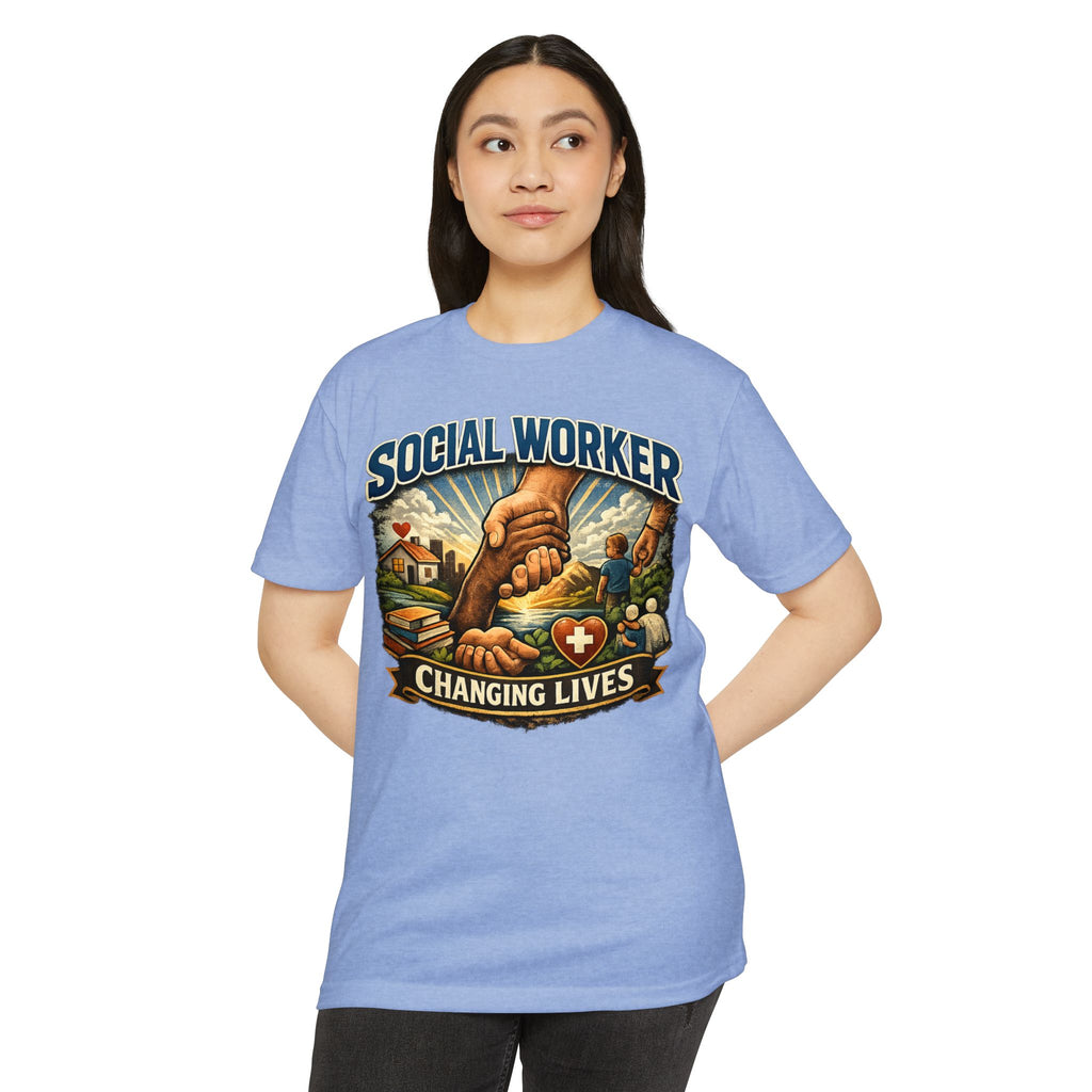 Social Worker T-Shirt — "Changing Lives" Graphic Tee for Caregivers & Advocates