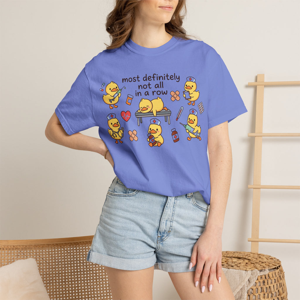 Most Definitely Not All In A Row Wide Shirt, Nurse Duckling Chaos Tee, Funny RN Shirt, Nurse Gift
