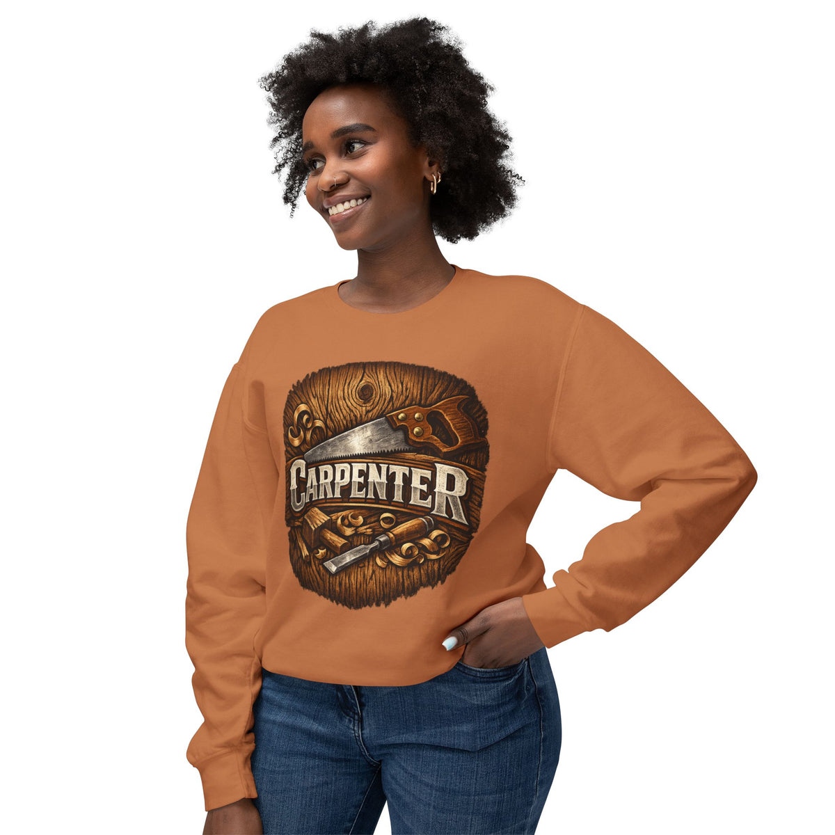 Carpenter Crewneck Sweatshirt — Vintage Woodworker Logo