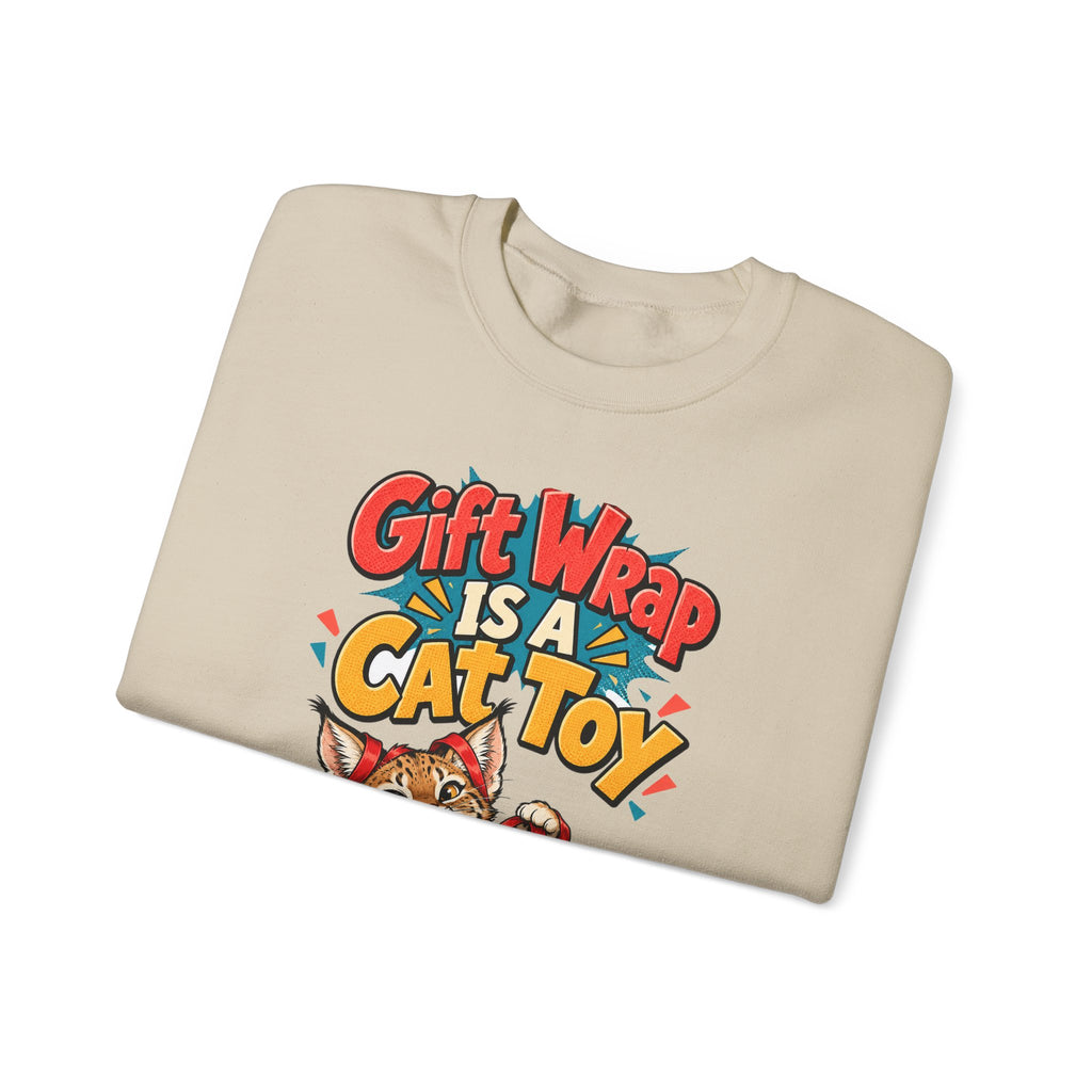 Funny Cat Mom Gift Gift Wrap Is A Cat Toy Sweatshirt, Cat Lover Humor Tee, Christmas Gift for Cat Dad Pet Parent Idea