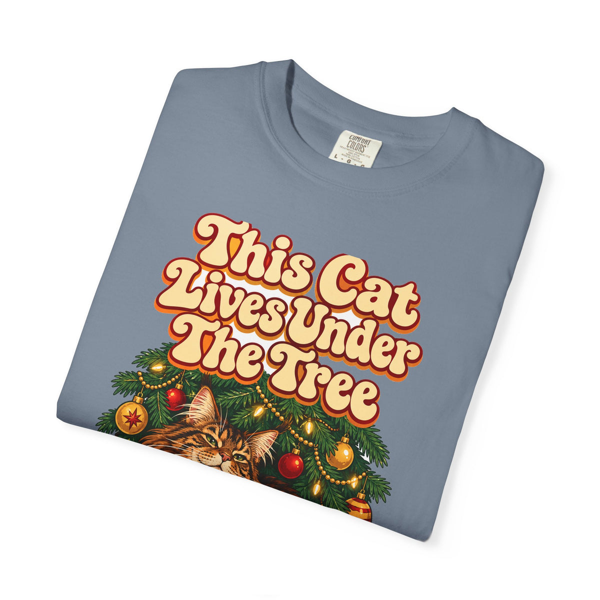 Funny Christmas Cat Shirt This Cat Lives Under The Tree Shirt, Funny Holiday Gift Shirt, Christmas Gift Idea