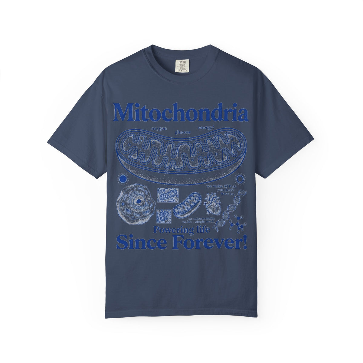 Mitochondria Powering Life Since Forever Tall Shirt, Retro Biology Poster Tee, Science Teacher Shirt, Nerd Gift