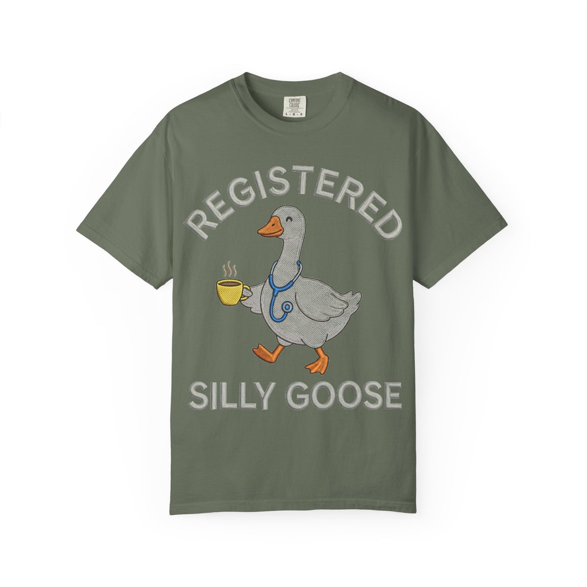 Registered Silly Goose Straight Text Shirt, Embroidered Look Nurse Goose Tee, Funny RN Shirt, Nurse Gift