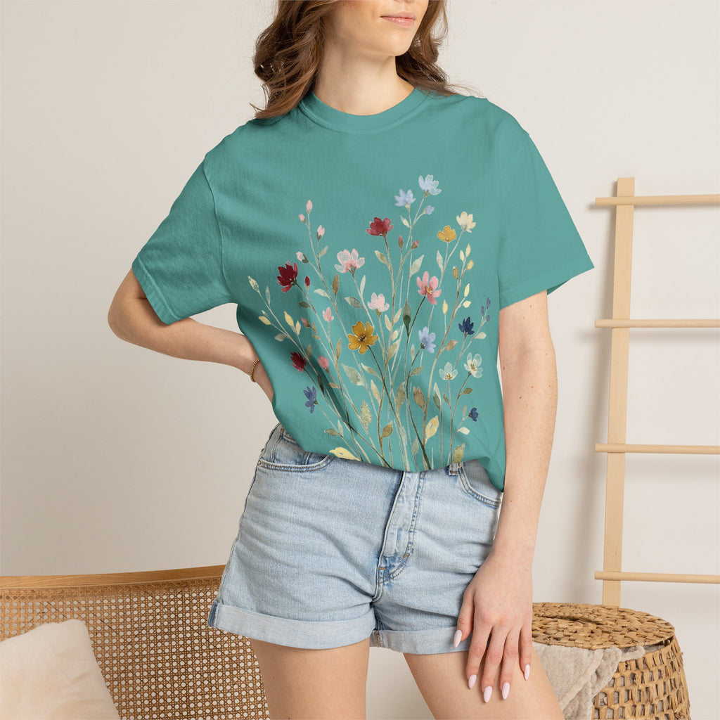 Watercolor Wildflower Spray Shirt, Painted Meadow Bouquet Tee, Cottagecore Floral Shirt, Garden Gift