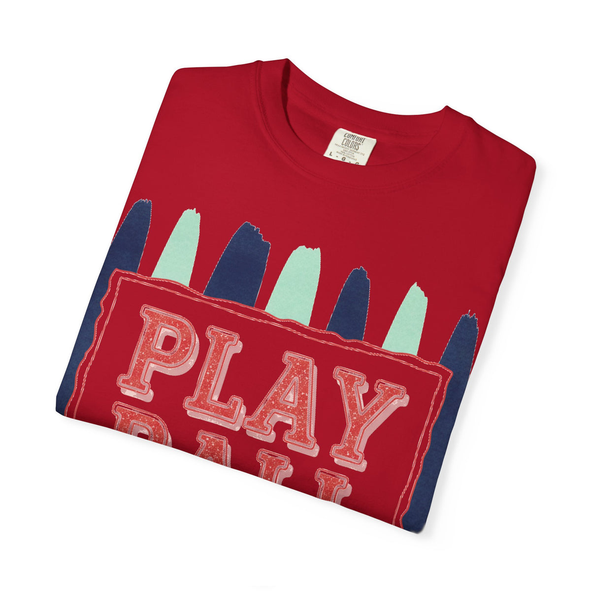 Play Ball Tall Stripe Shirt, Painted Baseball Panel Tee, Game Day Baseball Shirt, Sports Mom Gift