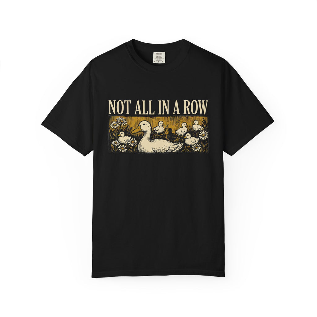 Not All In A Row Gold Panel Shirt, Woodcut Duck Family Tee, Folk Art Duck Shirt, Funny Gift