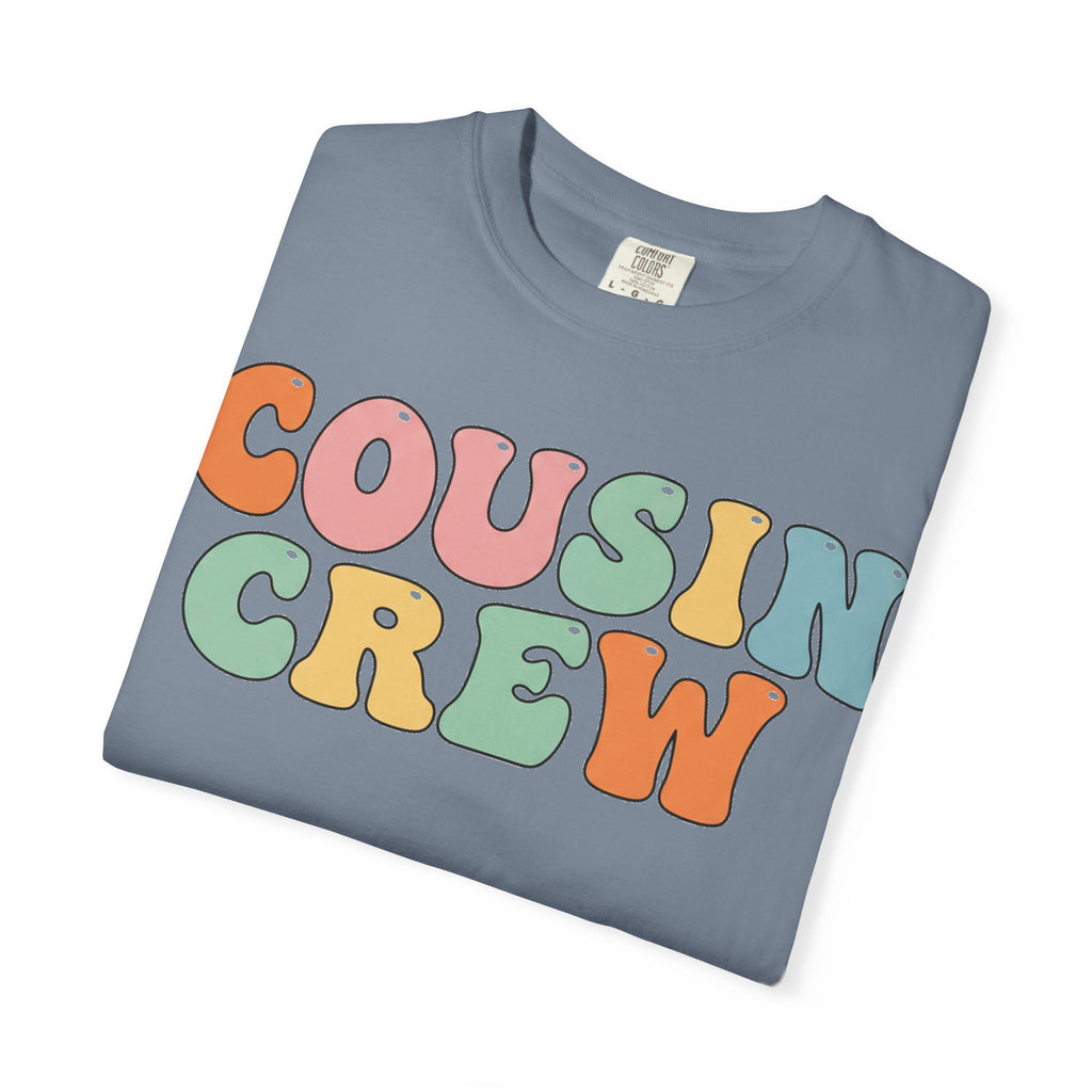 Cousin Crew Stacked Shirt, Groovy Retro Pastel Tee, Matching Cousins Reunion Shirt, Family Gift