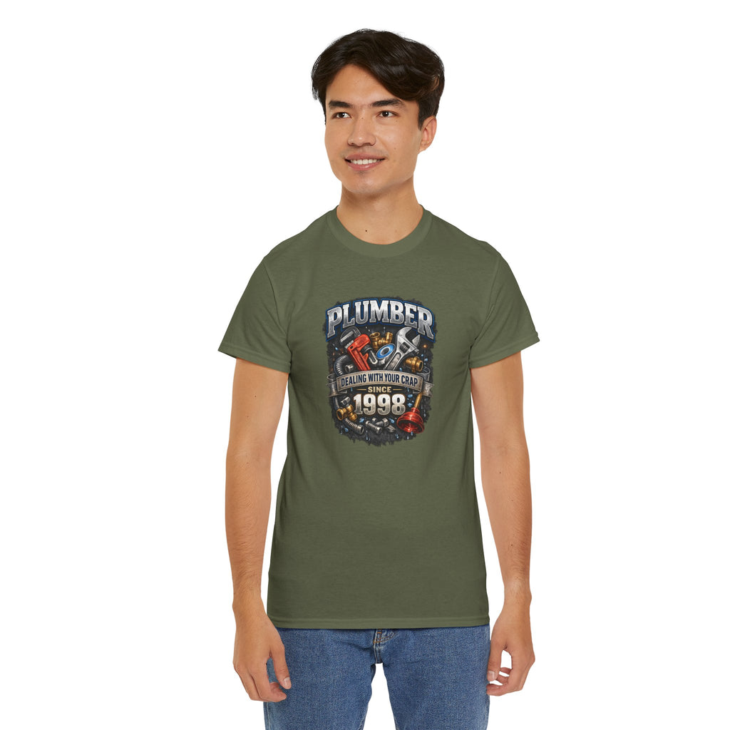 Plumber Since 1998 T-Shirt – “Dealing With Your Crap” Vintage Tool Graphic Tee