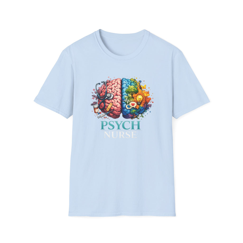 Psych Brain Split Art T-Shirt — Colorful Left & Right Brain Graphic Tee