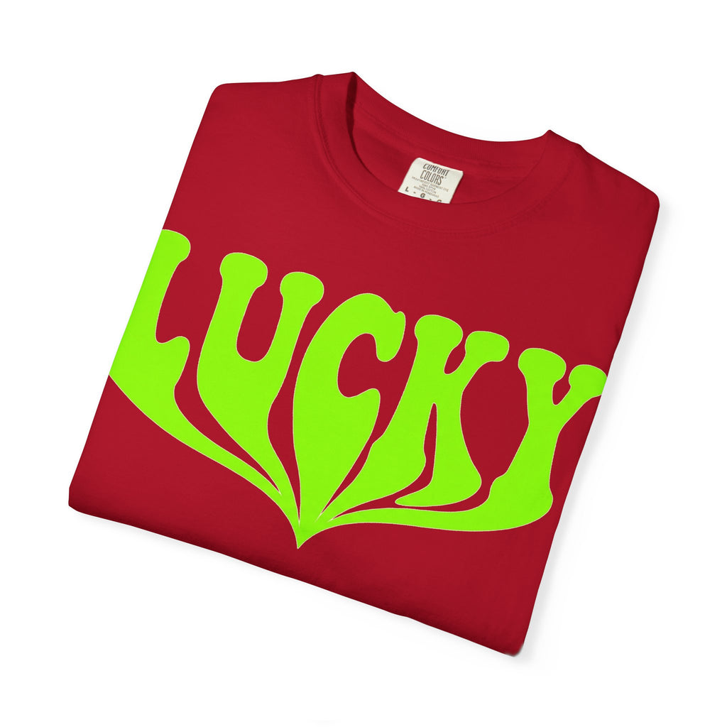 Lucky Drippy Type Shirt, Neon Green Psychedelic Tee, Retro St Patricks Day Shirt, Rave Gift