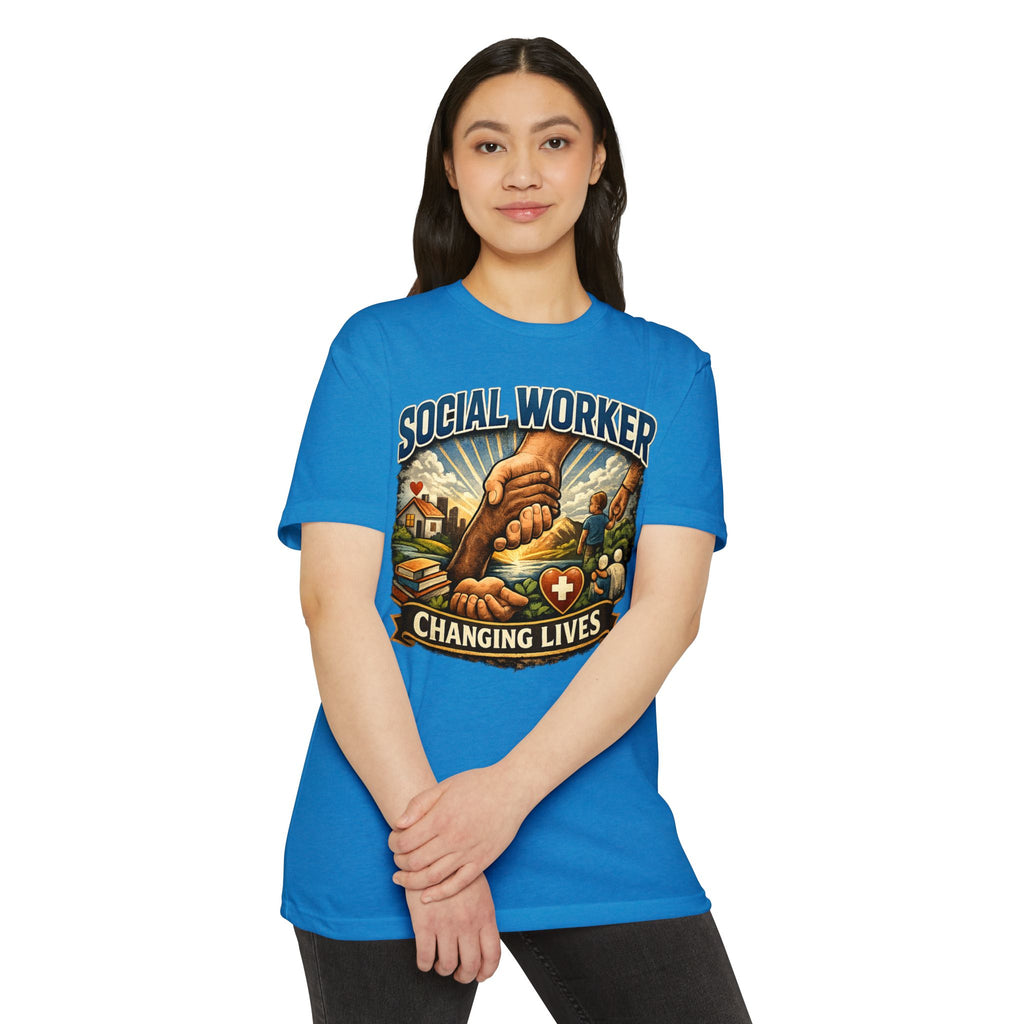 Social Worker T-Shirt — "Changing Lives" Graphic Tee for Caregivers & Advocates