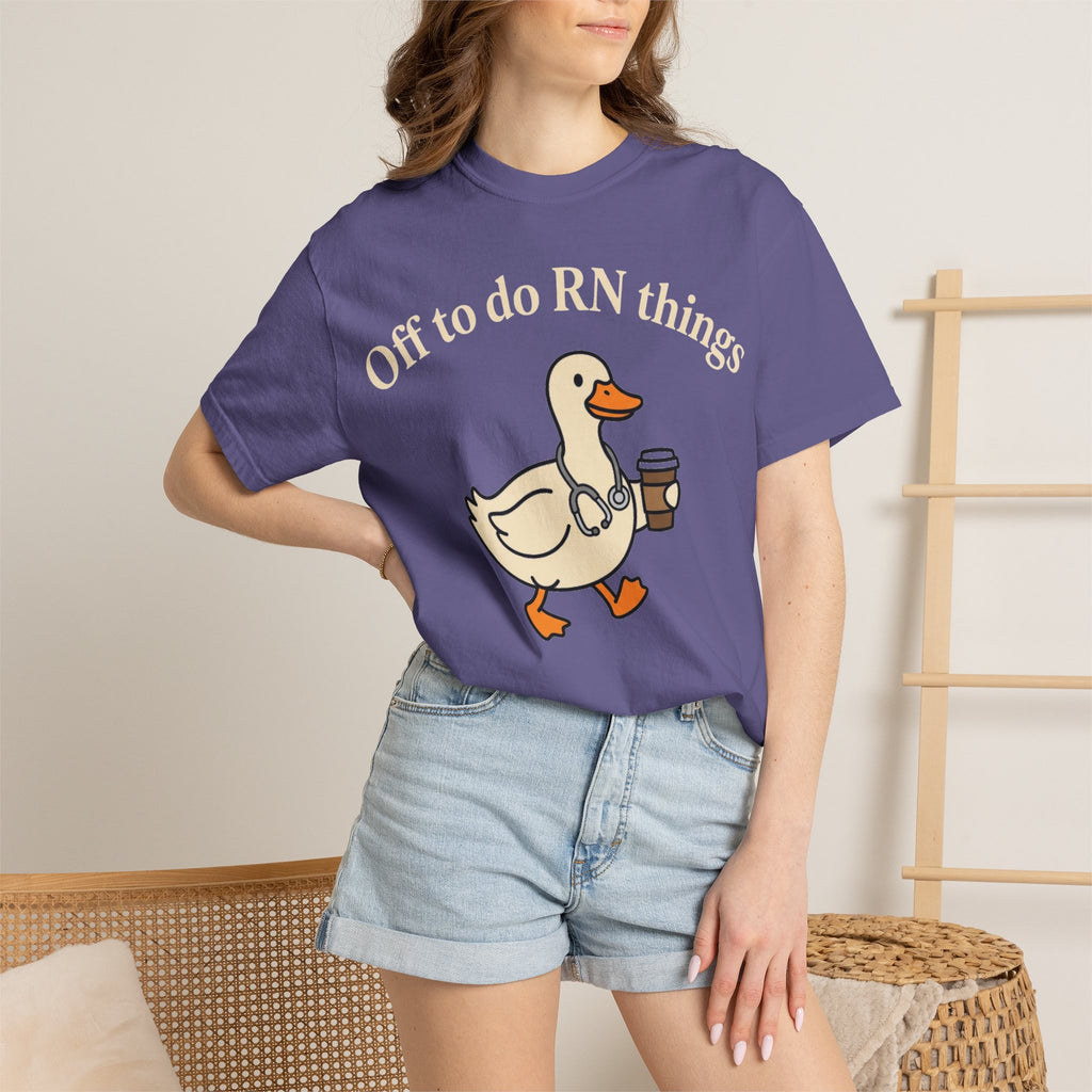 Off To Do RN Things Shirt, Funny Nurse Duck Coffee Tee, Stethoscope Duck Shirt, Nurse Gift