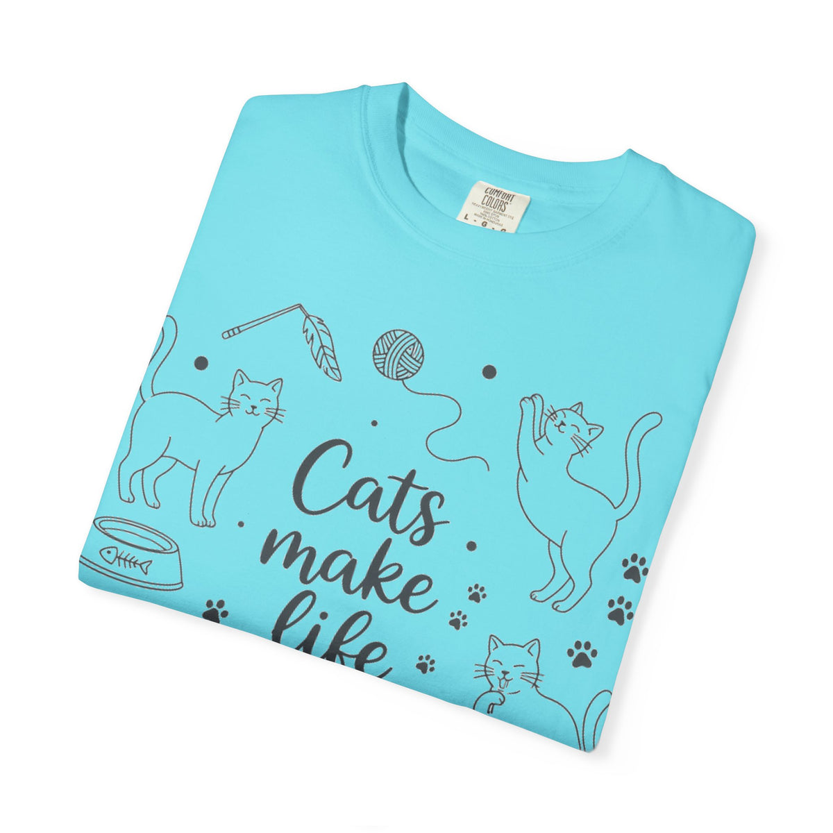 Cats Make Life Better Tall Shirt, Line Art Cat Collage Tee, Cat Lover Shirt, Cat Mom Gift