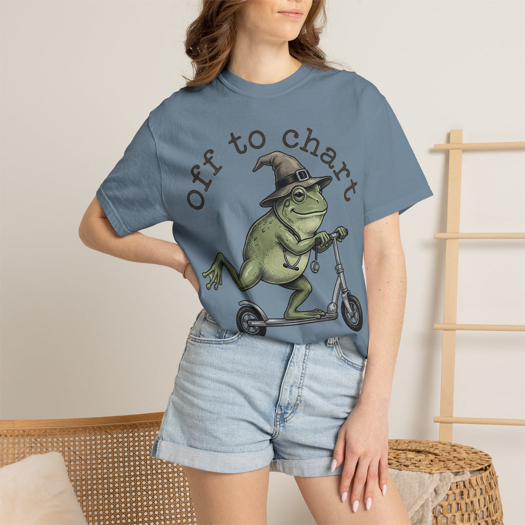 Off To Chart Etched Frog Shirt, Vintage Nurse Frog Scooter Tee, Charting Humor Shirt, RN Gift