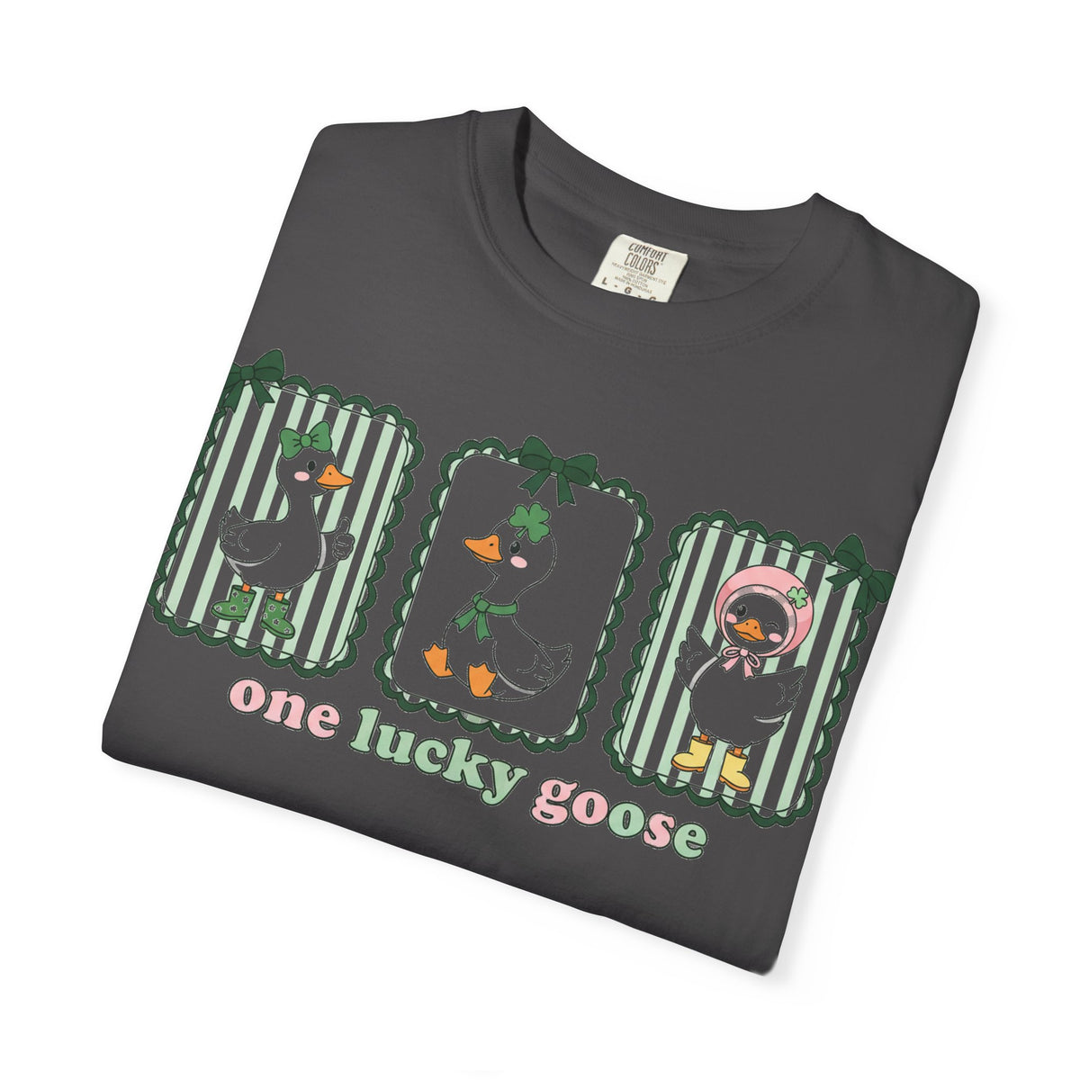 One Lucky Goose Tall Shirt, Three Panel Irish Goose Tee, Cute St Patricks Day Shirt, Shamrock Gift