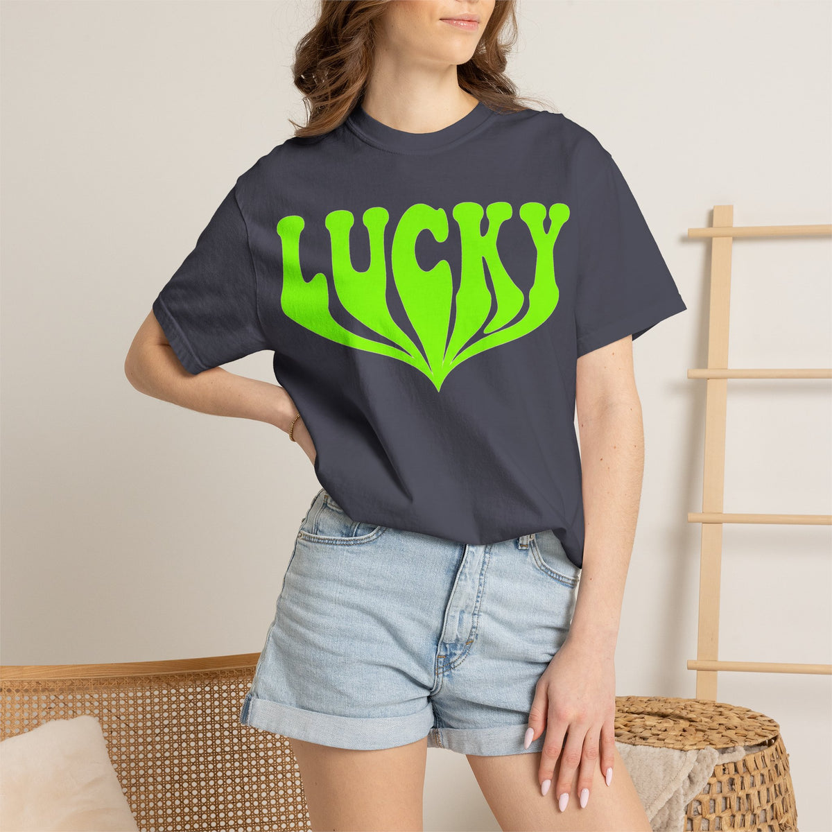 Lucky Drippy Type Shirt, Neon Green Psychedelic Tee, Retro St Patricks Day Shirt, Rave Gift