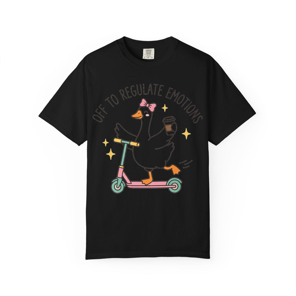 Off To Regulate Emotions Shirt, Funny Therapy Goose Scooter Tee, Mental Health Humor Shirt, Therapist Gift