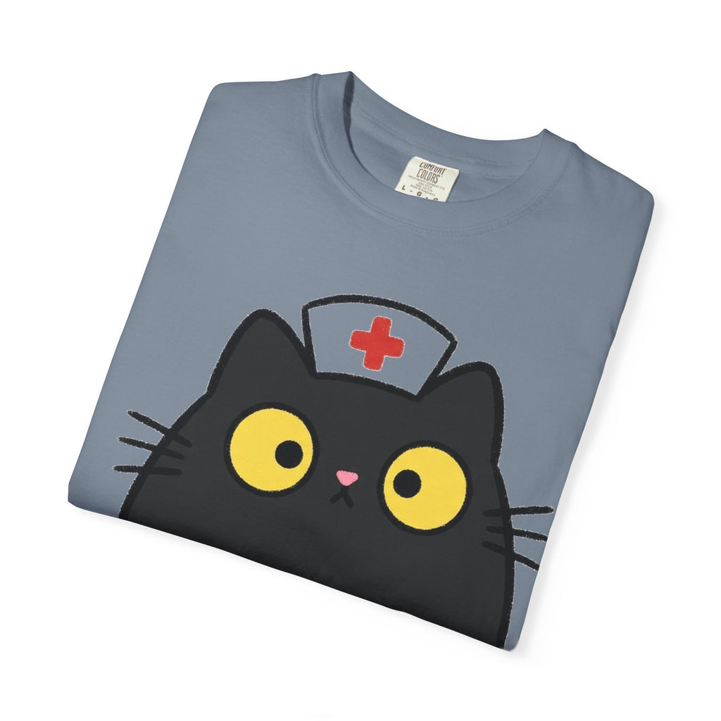 Kawaii Black Cat Nurse Shirt, Cute Cat In Nurse Cap Tee, Funny Nurse Cat Shirt, RN Gift