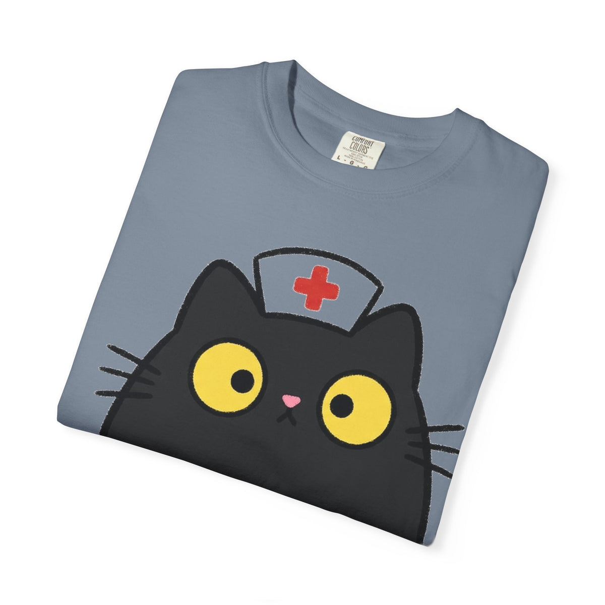 Kawaii Black Cat Nurse Shirt, Cute Cat In Nurse Cap Tee, Funny Nurse Cat Shirt, RN Gift